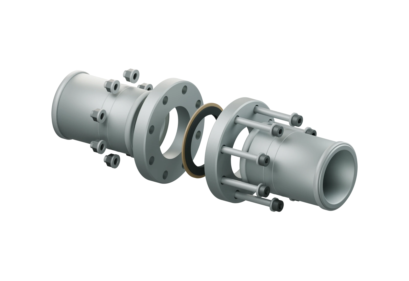 Illustrative exploded flange and seal showing the mating interface.