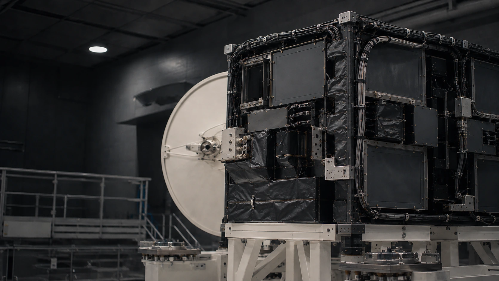 Illustrative spacecraft structure in a cleanroom